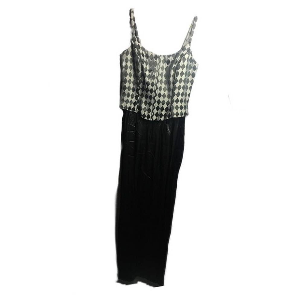 Vintage Formal Dress Diamond Black and Grey